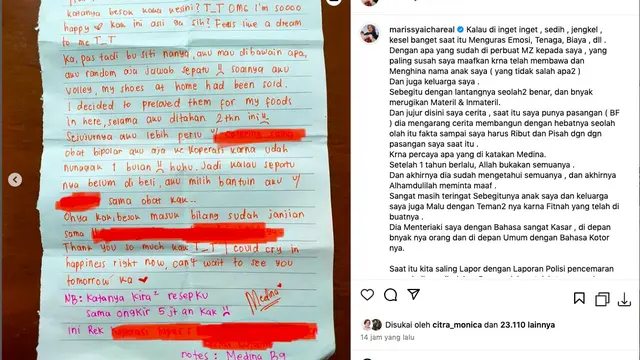 Medina Zein Girang Menanti Kedatangan Marissya Icha di Penjara, Minta Dibawakan Sepatu untuk Main Voli