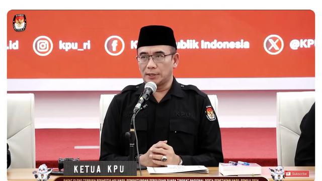 Komisi Pemilihan Umum Republik Indonesia (KPU RI) membacakan hasil rekapitulasi nasional Pemilihan Umum atau Pemilu 2024 pada Rabu (20/3/2024).