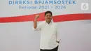 Direktur Kepesertaan BP Jamsostek, Zainudin berpose disela perkenalan jajaran direksi periode 2021-2026 di Plaza BP Jamsostek, Jakarta, Selasa (23/02/2021). (Liputan6.com/Fery Pradolo)