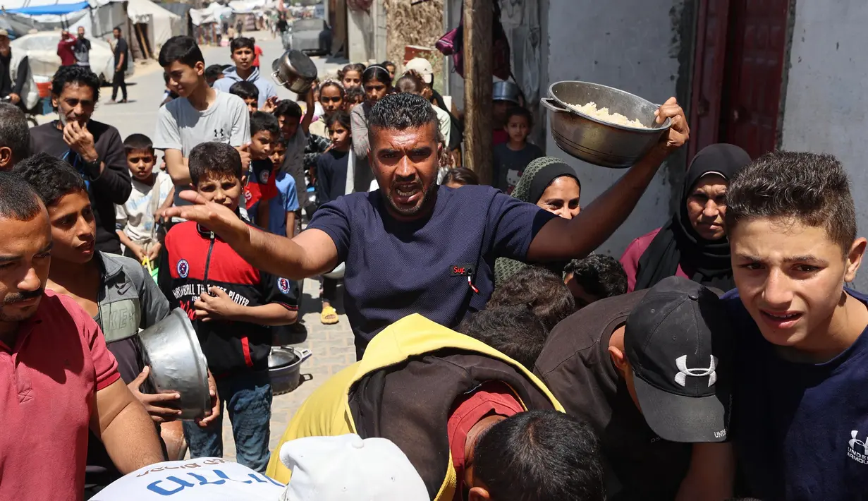 Kantor Media Pemerintah Gaza memperingatkan bahwa blokade Israel telah menempatkan lebih dari satu juta anak Palestina dalam risiko kelaparan. (Eyad BABA/AFP)