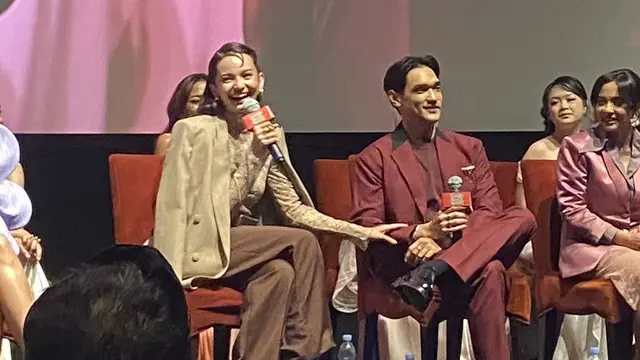 Enzy Storia dan Afgan dalam Press Screening & Press Conference Film Agensi Rumah Tangga yang dihelat di Jakarta, Rabu (2/9/2026). (Liputan6.com/Nola Vemiliana)