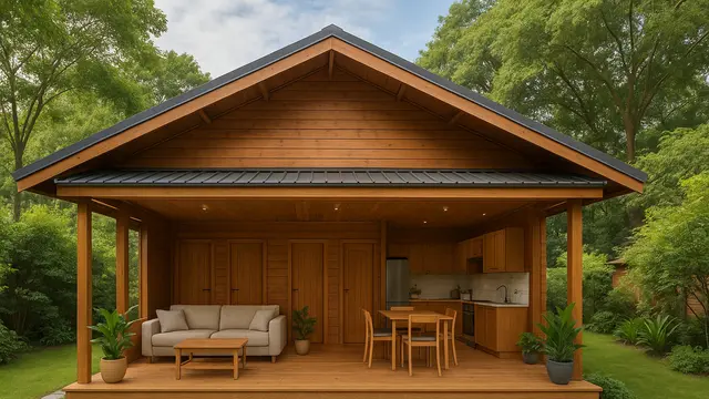 Desain Rumah Kayu 6x12 yang Asri