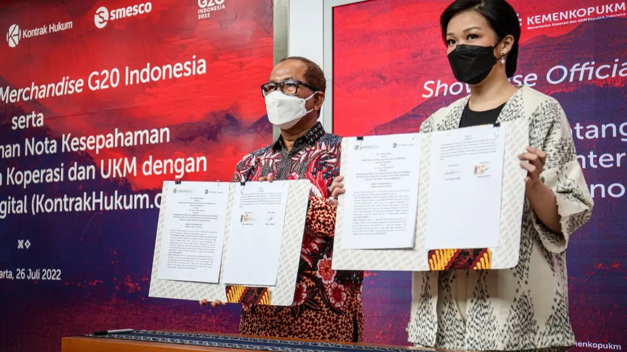 Kerja sama antara Kementerian Koperasi dan UKM bersama PT Legal Tekno Digital atau Kontrak Hukum. (Dok KemenkopUKM)