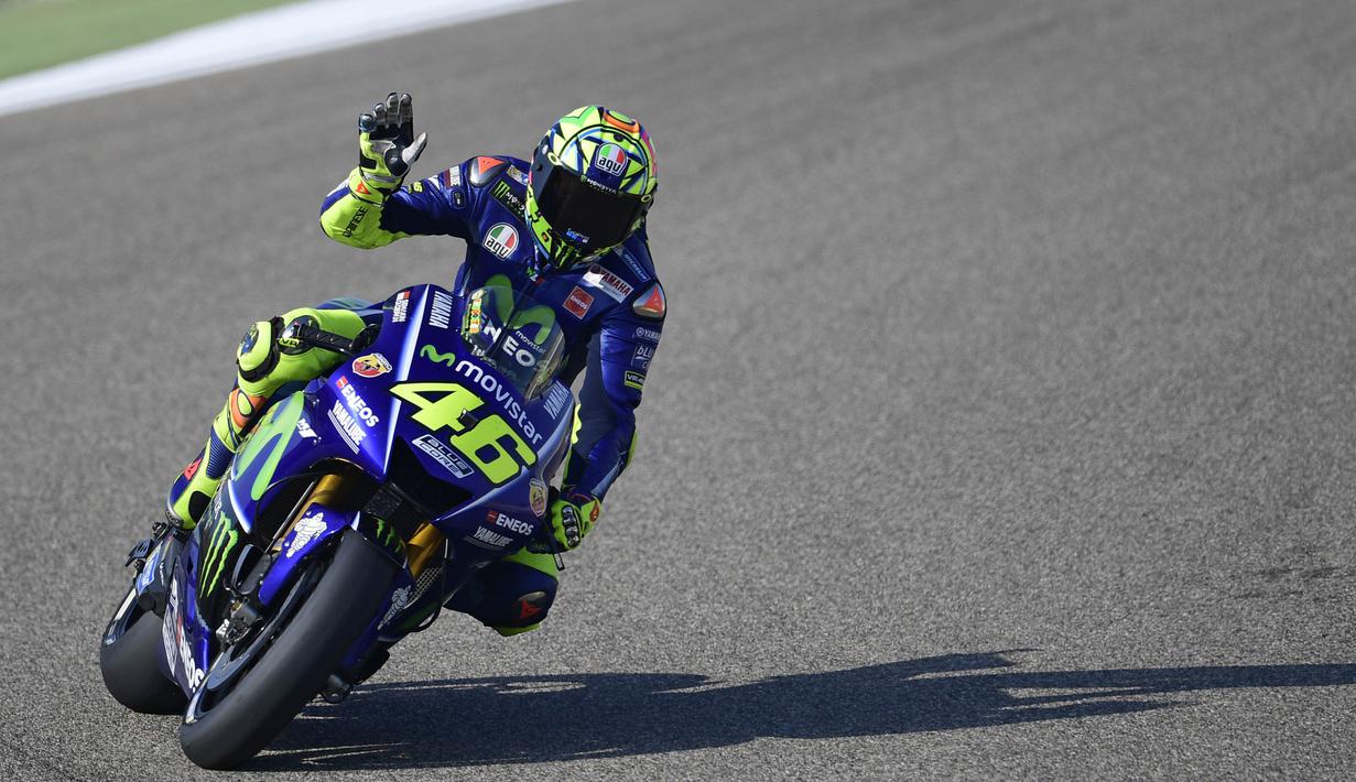 Tahun 2021 sendiri merupakan momen penting untuk karier Valentino Rossi pada ajang MotoGP. Pasalnya ia hanya butuh satu podium lagi untuk mencapai 200 podium di kelas MotoGP. (AFP/Javier Soriano)