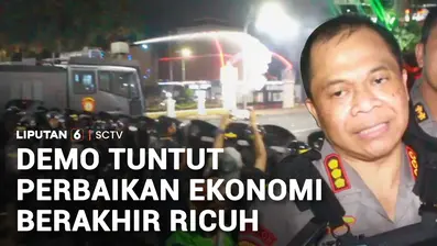 Unjuk rasa di Gedung Grahadi, Surabaya, Jawa Timur, berakhir ricuh. Massa menuntut Pemerintah memperbaiki kondisi ekonomi.