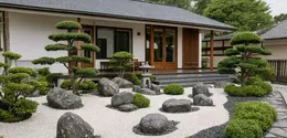Desain taman kering bergaya Jepang. (Gambar: AI Generated)