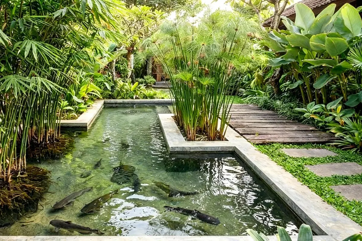 Model Kolam Ternak Lele Sekaligus Taman Air