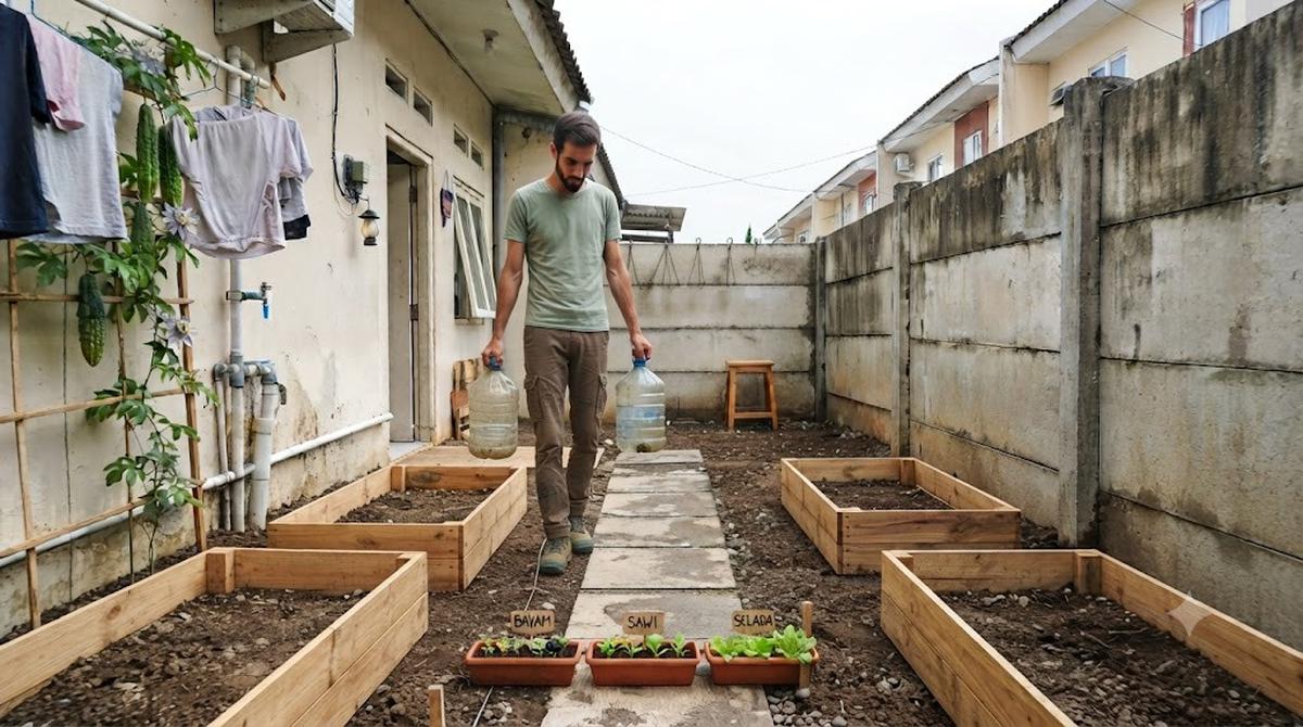 Menata Halaman Belakang Rumah Subsidi Jadi Kebun Sayur