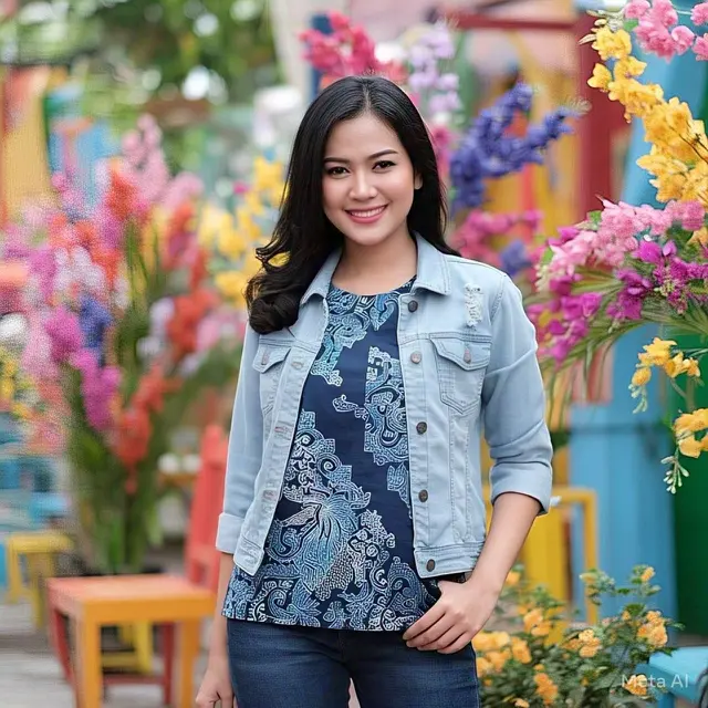 Batik Kombinasi Kain Denim/Meta AI