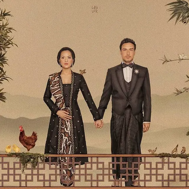 Pasangan Raisa dan Hamish Daud berbalut baju adat dan baju formal. (Instagram @raisadanhamish)