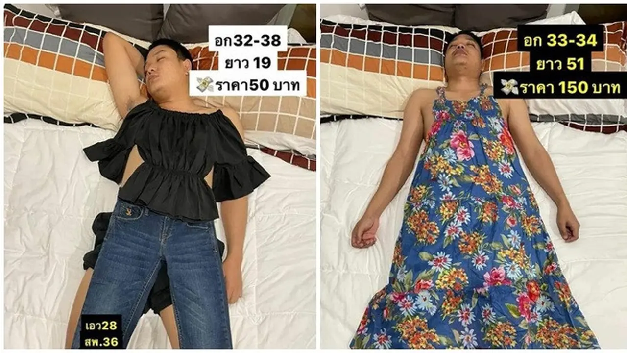 Wanita Ini Ubah Suami yang Tertidur Jadi Model untuk Jual Pakaian, Bikin Geleng Kepala