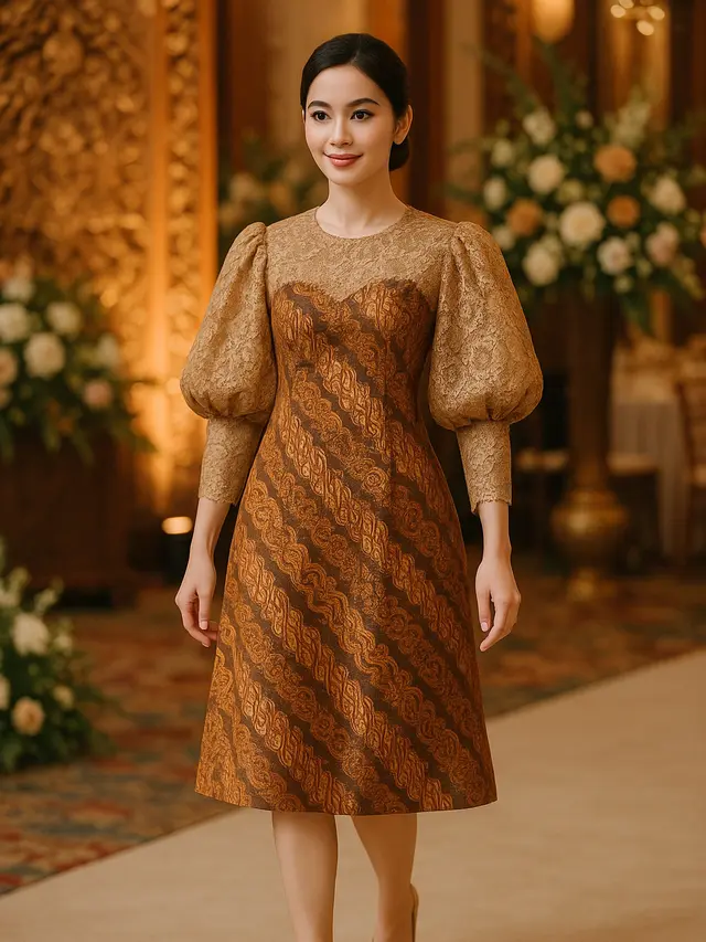 Model Batik Brokat Lengan Gelembung