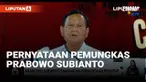 Calon Presiden Prabowo Subianto menyampaikan pernyataan penutup dalam acara debat calon presiden yang digelar KPU Minggu (7/1) malam.