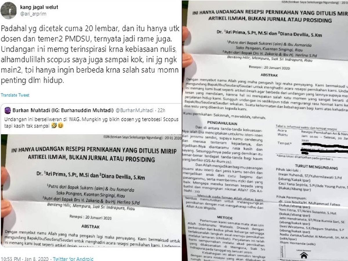 Super Kreatif Viral Undangan Pernikahan Mirip Artikel Ilmiah Citizen6 Liputan6 Com