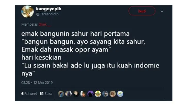 Bedanya Saat Emak Bangunin Sahur Hari Pertama Vs Terkahir