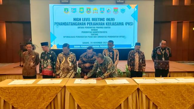 Pemkot Cilegon dan Pemprov Banten Teken PKS Optimalisasi Pajak Kendaraan Bermotor