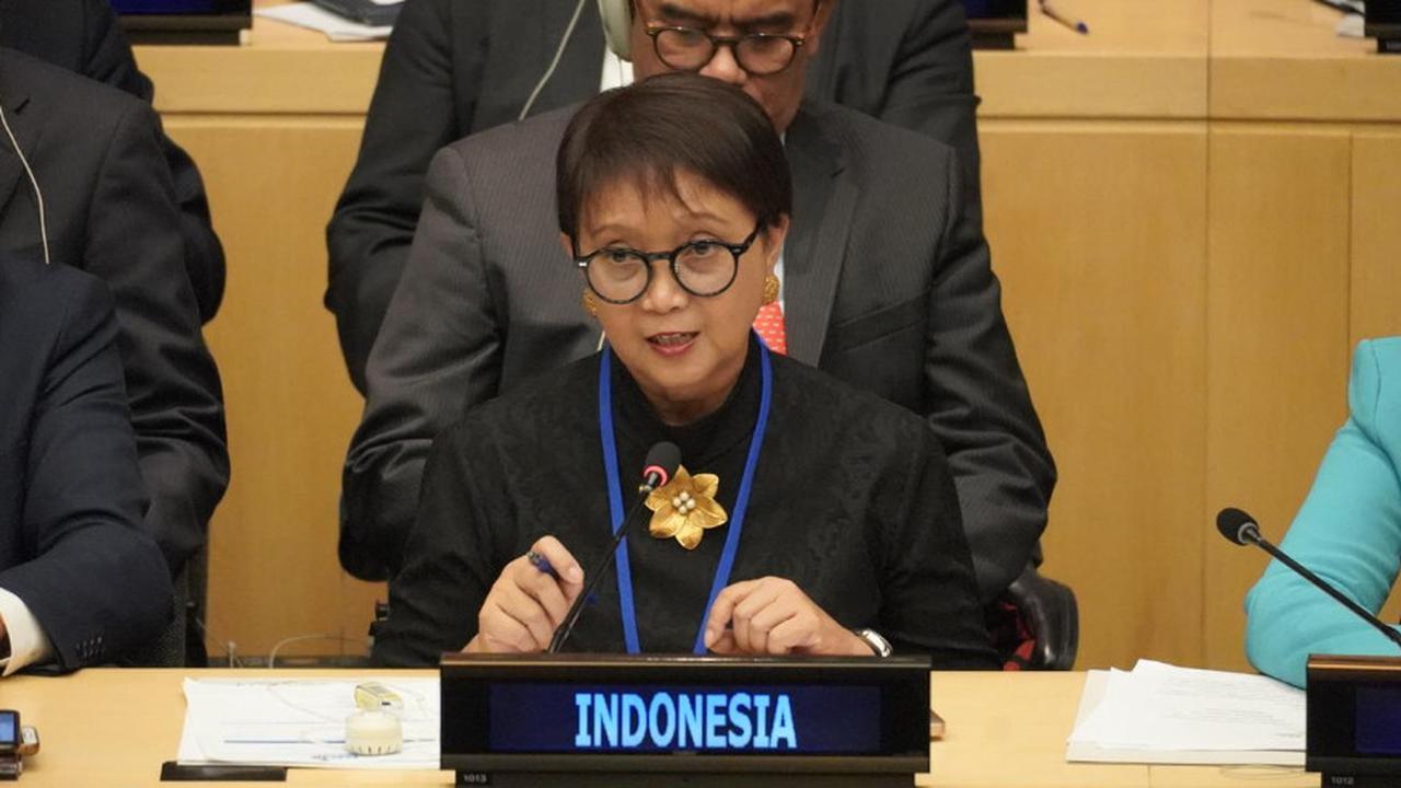 Menteri Luar Negeri Republik Indonesia Retno Marsudi menghadiri Pertemuan Para Menteri Luar Negeri G20 yang diselenggarakan di sela-sela Sidang Majelis Umum PBB di New York (25/9/2024) (Kemlu.go.id).