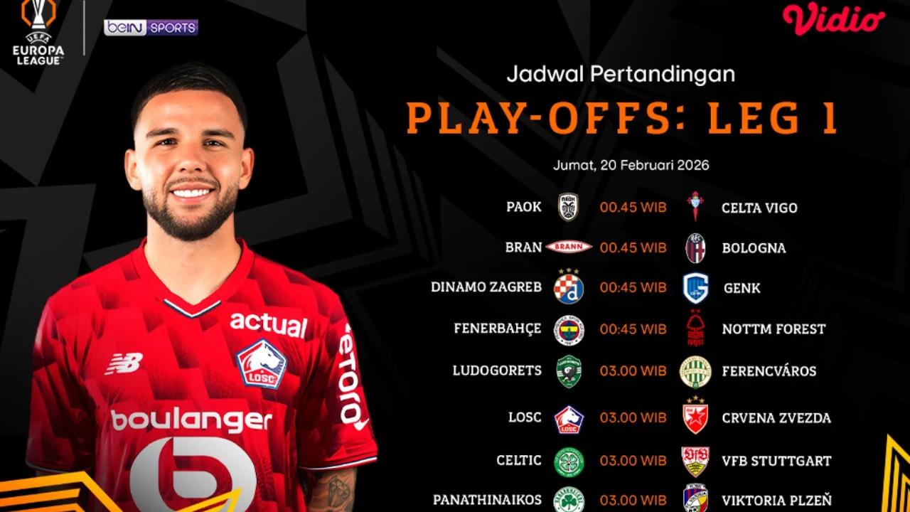 Simak Jadwal Pertandingan Play-Offs UEFA Europa League Leg Pertama, Eksklusif di Vidio!