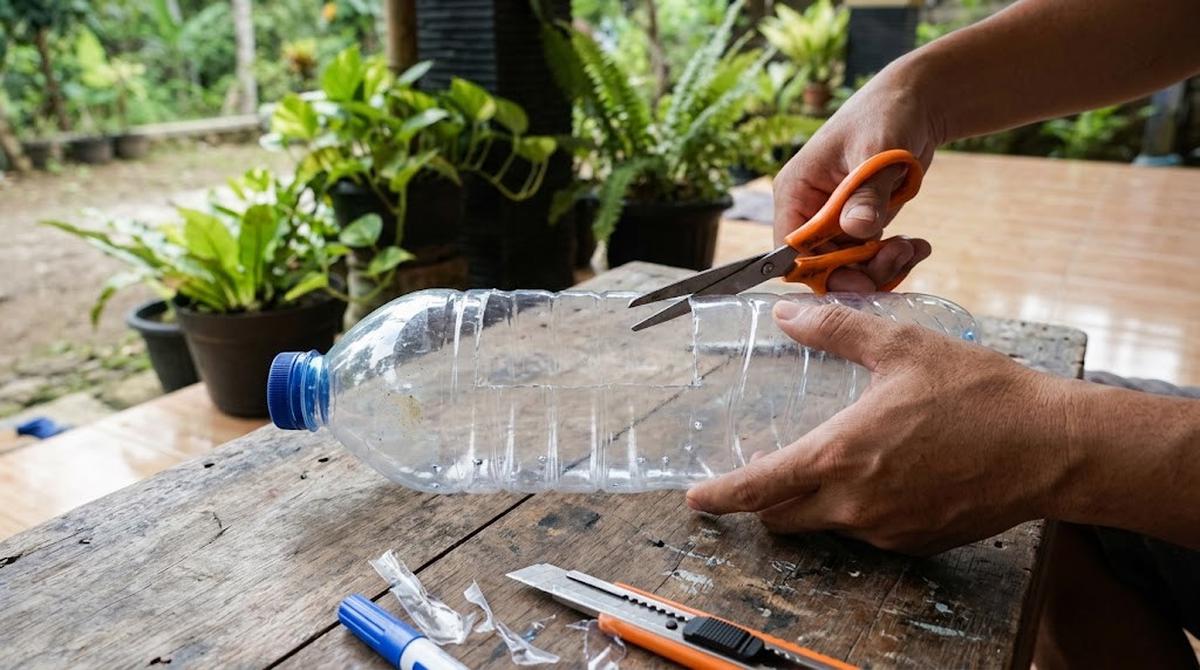 Memotong dan Melubangi Botol Plastik