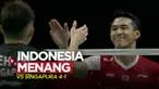 Berita video highlights kemenangan Tim Indonesia atas Singapura 4-1 dalam laga pertama Grup A Piala Thomas 2022, Minggu (8/5/2022).