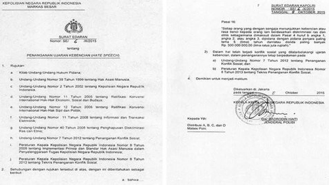 Edaran hate speech disebabkan kasus Tolikara dan Aceh Singkil