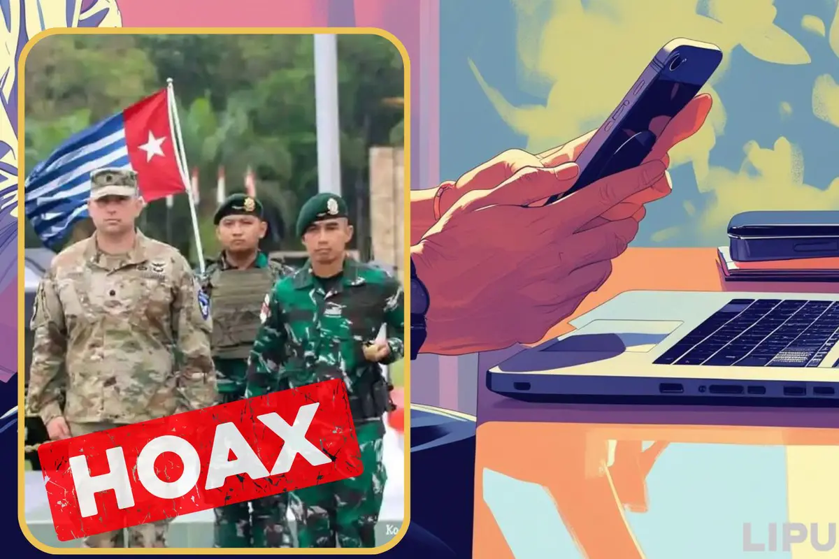 Cek fakta foto militer AS dan TNI kibarkan bendera Kejora
