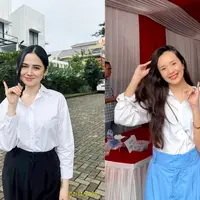 Syifa Hadju tampil profesional mengenakan kemeja warna putih yang dipadukan loose pants warna hitam. [@syifahadju]