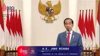 Presiden Joko Widodo (Jokowi) saat menghadiri B20 Indonesia Inception Meeting 2022 di Jakarta, Kamis malam (27/1/2022).