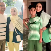 Jalan-jalan ke Bandung, Nagita Slavina terlihat kece dengan manset dan vest top warna khaki-nya, yang dikombinasikan dengan pashmina warna baby pink. [@raffinagita1717].