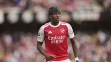 Pemain Arsenal Noni Madueke dalam pertandingan Premier League melawan Nottingham Forest di London, Sabtu, 13 September 2025. (AP Photo/Kin Cheung)