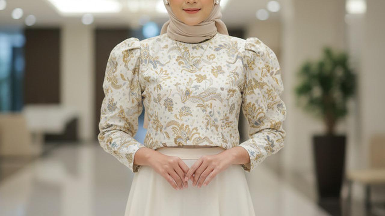 Model Atasan Batik Crop Cut dengan Rok High Waist