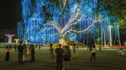 Salah satu spot yang indah karya seni hortikultura khas Thailand yang bertempat di Charming Chiang Mai Flower Festival pada Kamis (11/12/2025). (Bola.com/Bagaskara Lazuardi)