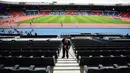 Rencananya Stadion Hampden Park akan menggelar empat pertandingan, dengan rincian tiga laga Grup D dan satu fase 16 besar. Tim tuan rumah rencananya akan menjamu Timnas Republik Ceska pada 14 Juni 2021 dan Timnas Kroasia pada 22 Juni 2021 mendatang. (Foto: AFP/Ben Stansall)