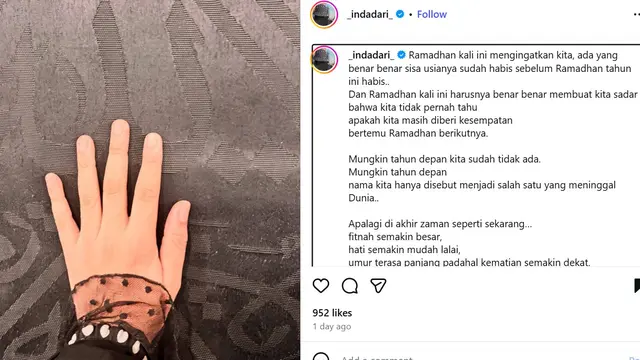 Unggahan Indadari. (Instagram/ _indadari_)
