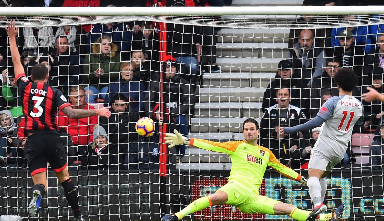 AFC Bournemouth. Mohamed salah mampu mencetak 8 gol dan 1 assist ke gawang AFC Bournemouth dari total 6 laga di semua ajang kompetisi. Dari 6 laga tersebut, Mohamed salah menyapu bersih 6 kemenangan untuk Liverpool. (AFP/Glyn Kirk)
