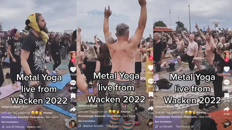 Cuplikan saat anak metal yoga di festival musik Wacken Open Air 2022 (Sumber: TikTok @johanna.risse)