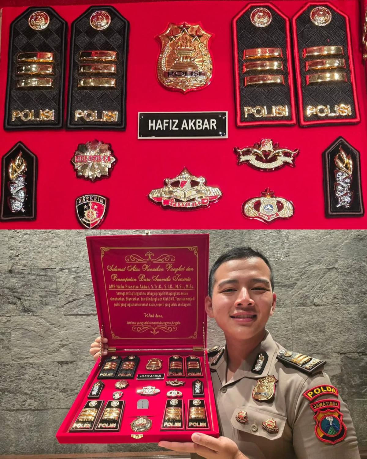 AKP Hafiz Akbar Unggah Potret Bareng Istri Atas Kenaikan Pangkat 3 Balok Emas di Pundak