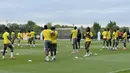 The Black Stars mematangkan kerja sama tim dalam sesi latihan di Bryant University, Rhode Island, Amerika Serikat, Senin (22/6/2026), jelang menghadapi Inggris pada laga Grup L Piala Dunia 2026. (KLY Sports/Hery Kurniawan/Adv/Powerade)
