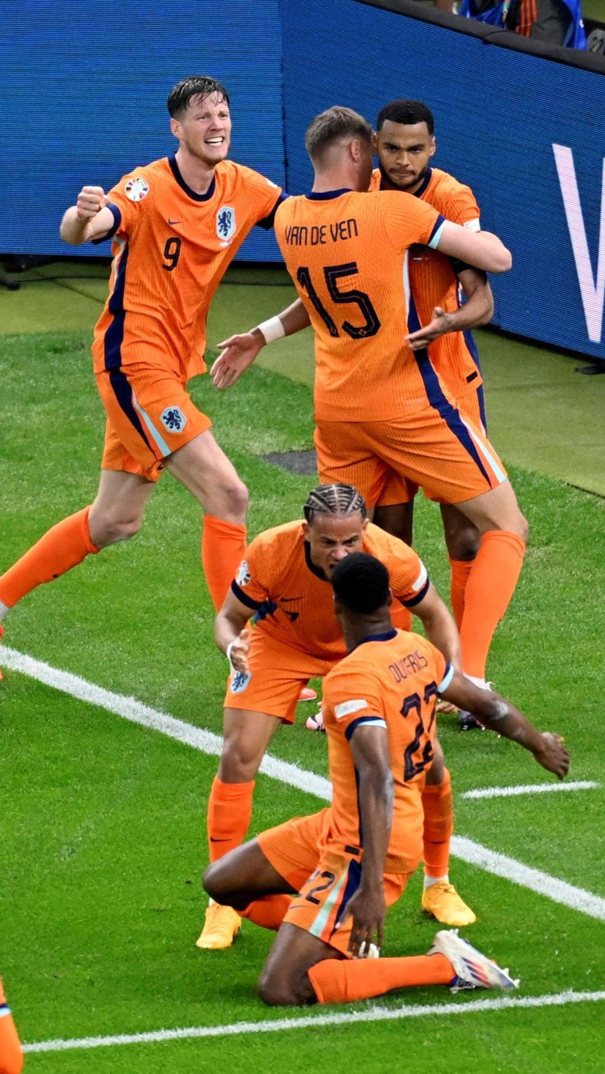 Gol tersebut menjadi penentu kemenangan bagi Tim Oranye. Foto: Reuters<br>