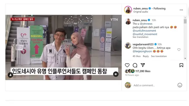 Ruben dan Inara Rusli Masuk TV Korea