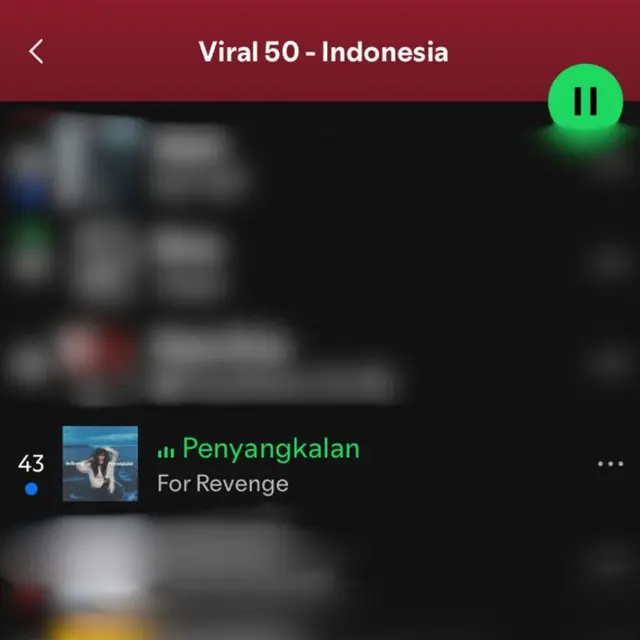 Lagu Penyangkalan berada dalam daftar lagu Viral 50 Indonesia Spotify