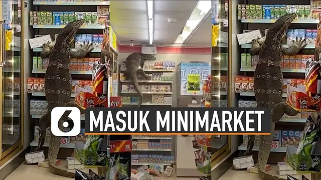 Seekor biawak terekam berada di dalam sebuah minimarket.