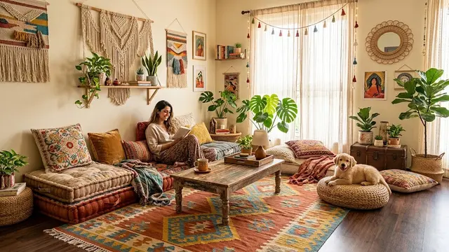 Ruang Tamu Lesehan Bohemian