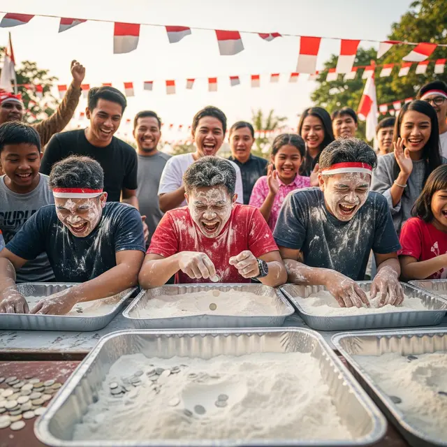 Lomba Koin dalam Tepung (AI generated)