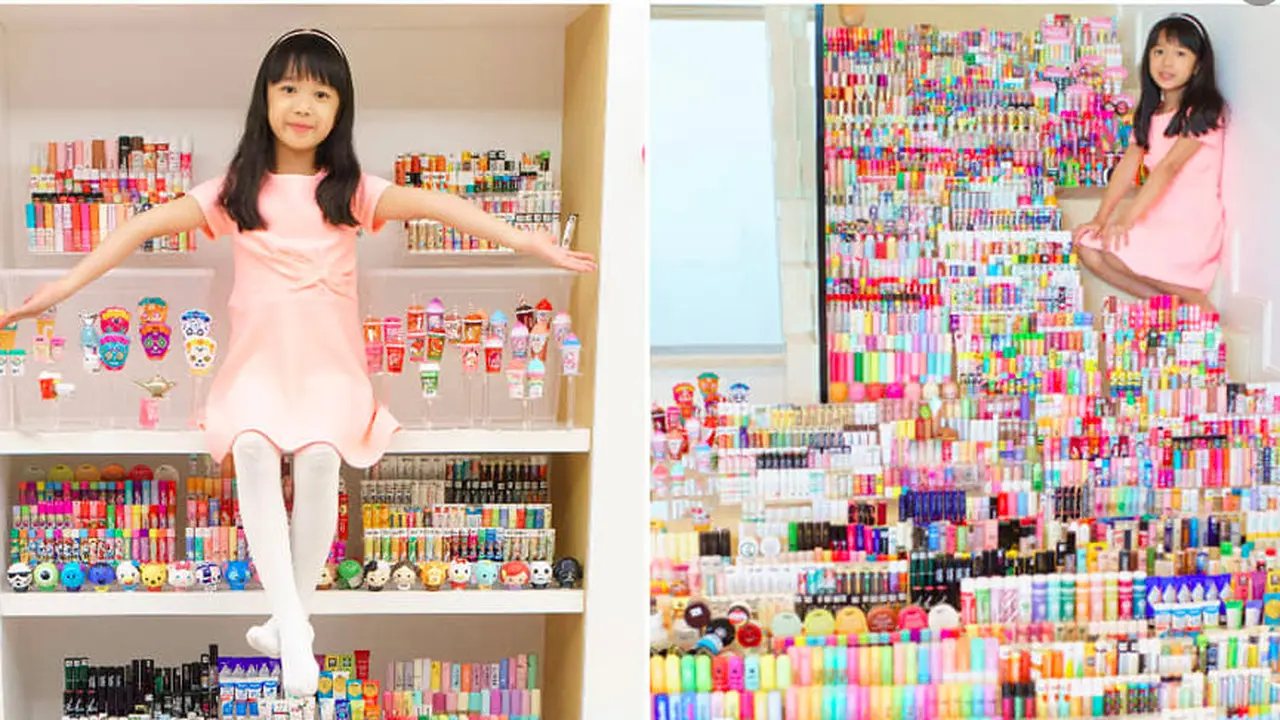 bocah miliki koleksi lip balm terbanyak di dunia