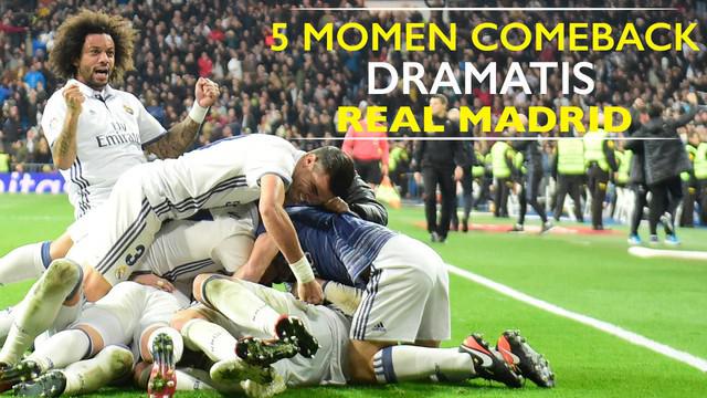 Video listikal mengenai 5 momen comeback kemenangan Real Madrid yang terjadi secara dramatis dalam 10 tahun terakhir.