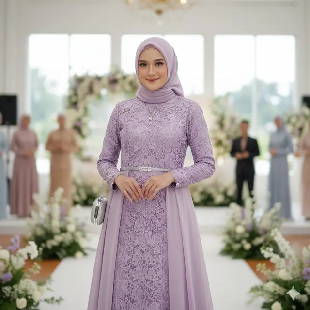 Warna Gamis Brokat Elegan 2025 yang Lagi Trend (Image by Gemini AI)