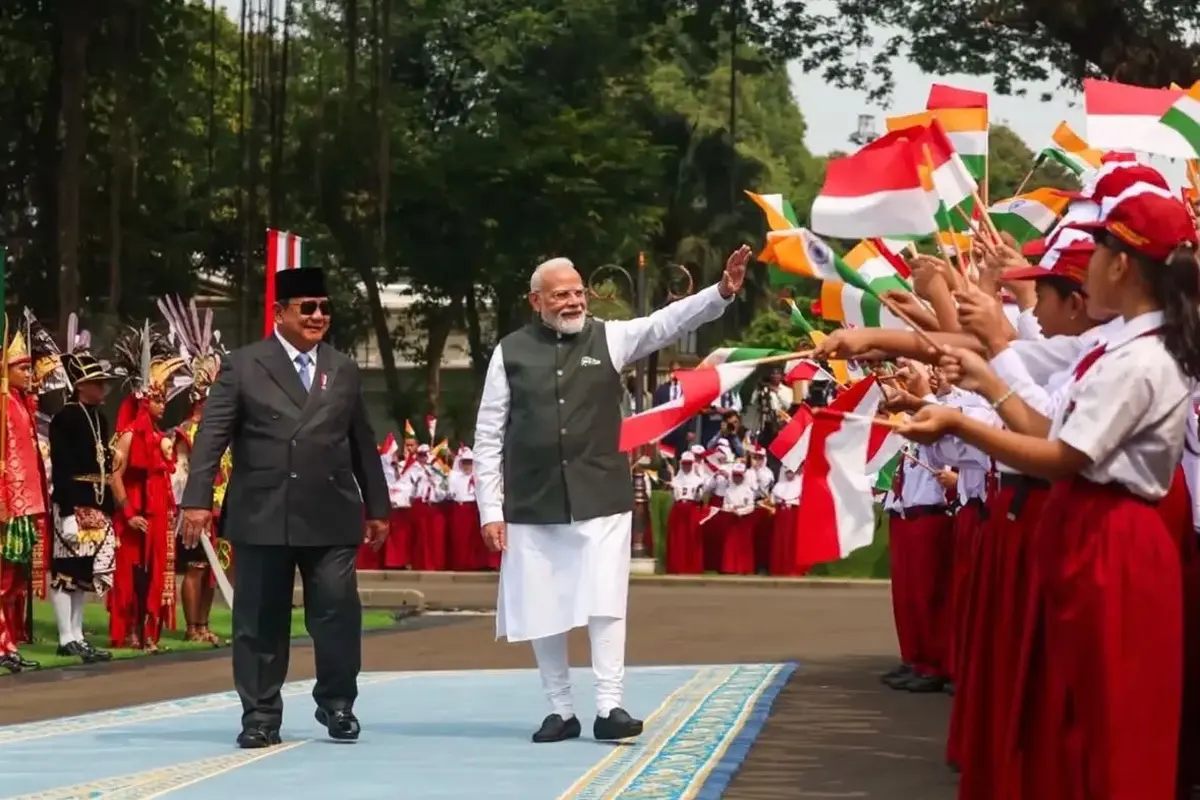 Presiden RI Prabowo Subianto dan Perdana Menteri India Narendra Modi di Istana Merdeka, Jakarta, Selasa (7/7/2026).
