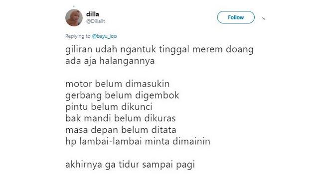 Alasan Lucu Mau Tidur