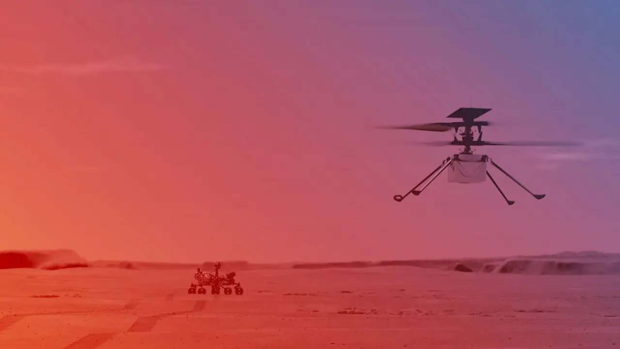Helikopter Ingenuity terbang di atas permukaan Mars (NASA/JPL-Caltech